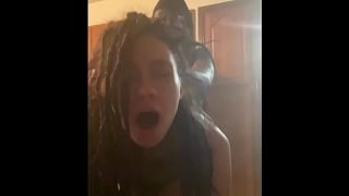 Beautiful latina dread head gets bent over kitchen counter and gets her brains fucked out Video