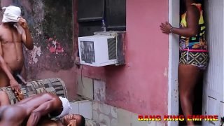 horny guys sharing thier paid neighbour slut in front of her house Video